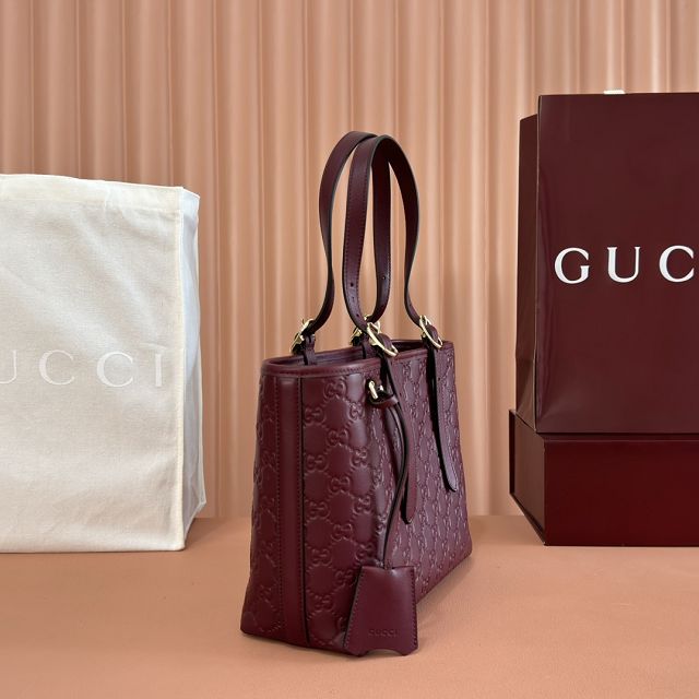GG original calfskin emblem medium tote bag 847456 bordeaux