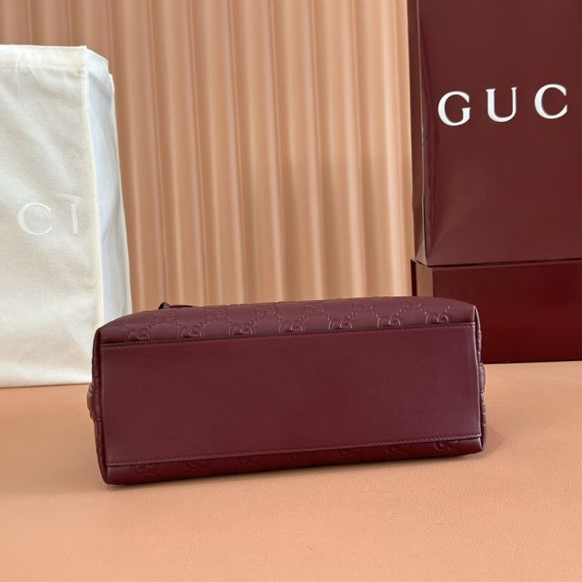GG original calfskin emblem medium tote bag 847456 bordeaux