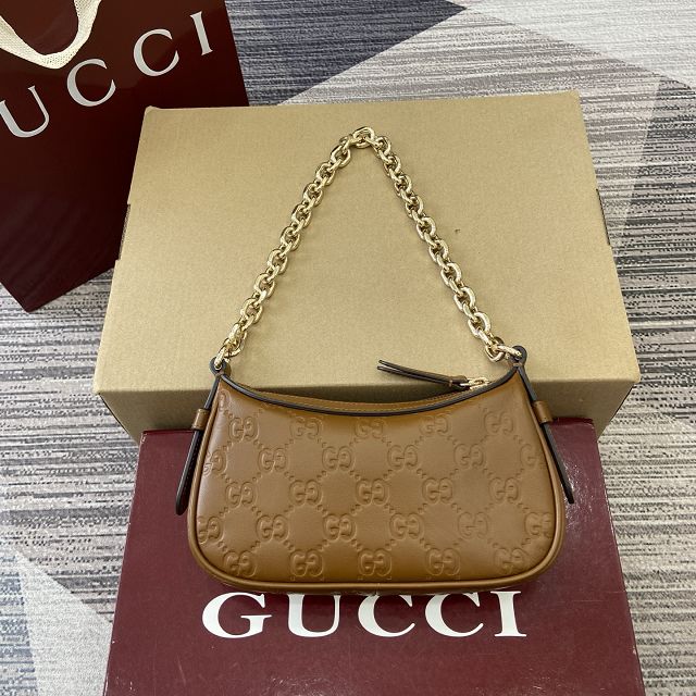 GG original calfskin emblem small shoulder bag 847091 brown