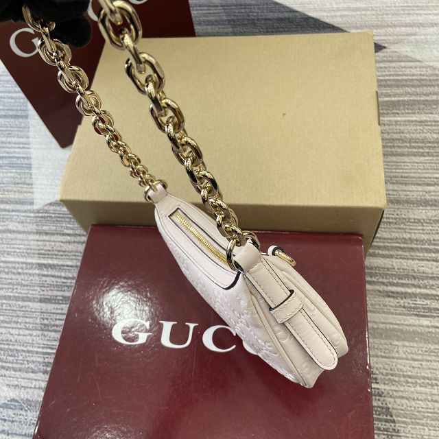 GG original calfskin emblem small shoulder bag 847091 light pink