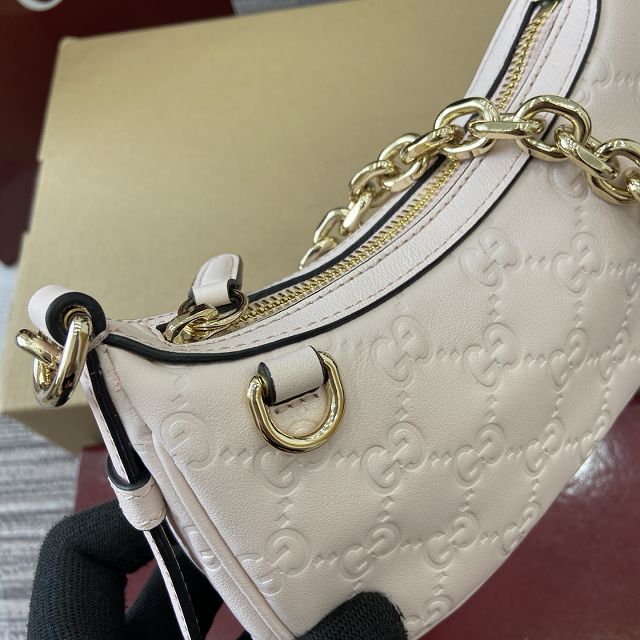 GG original calfskin emblem small shoulder bag 847091 light pink