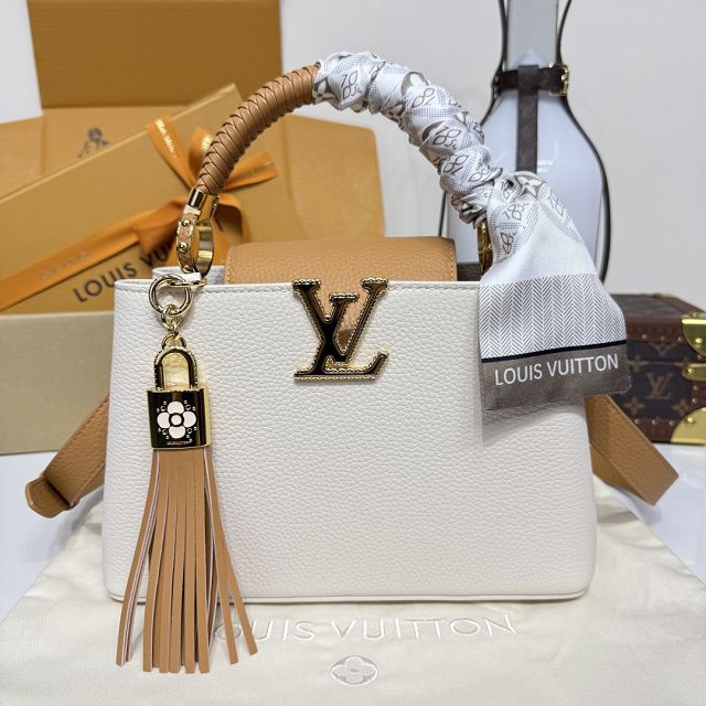 Louis vuitton original calfskin capucines BB handbag M15158 white&brown