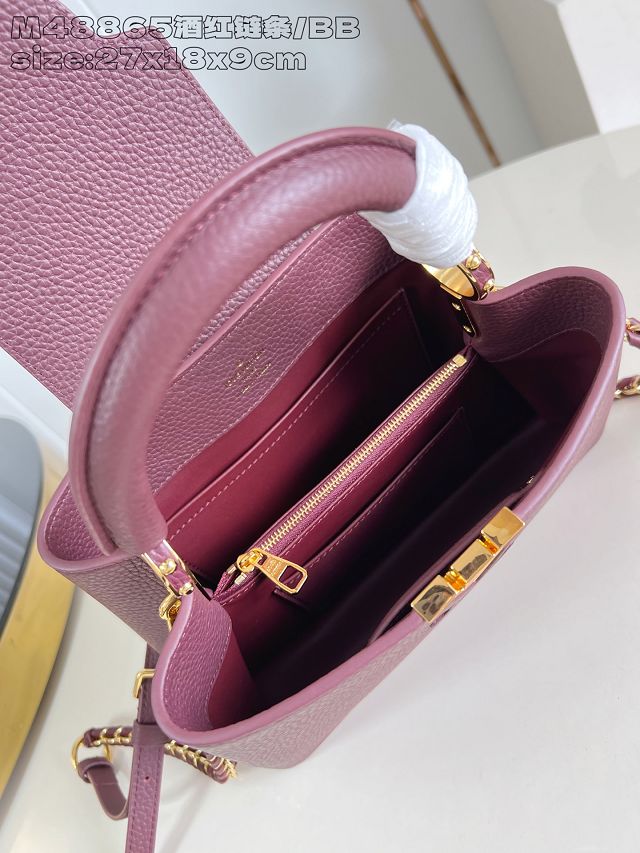 Louis vuitton original calfskin capucines BB handbag M21103 bordeaux