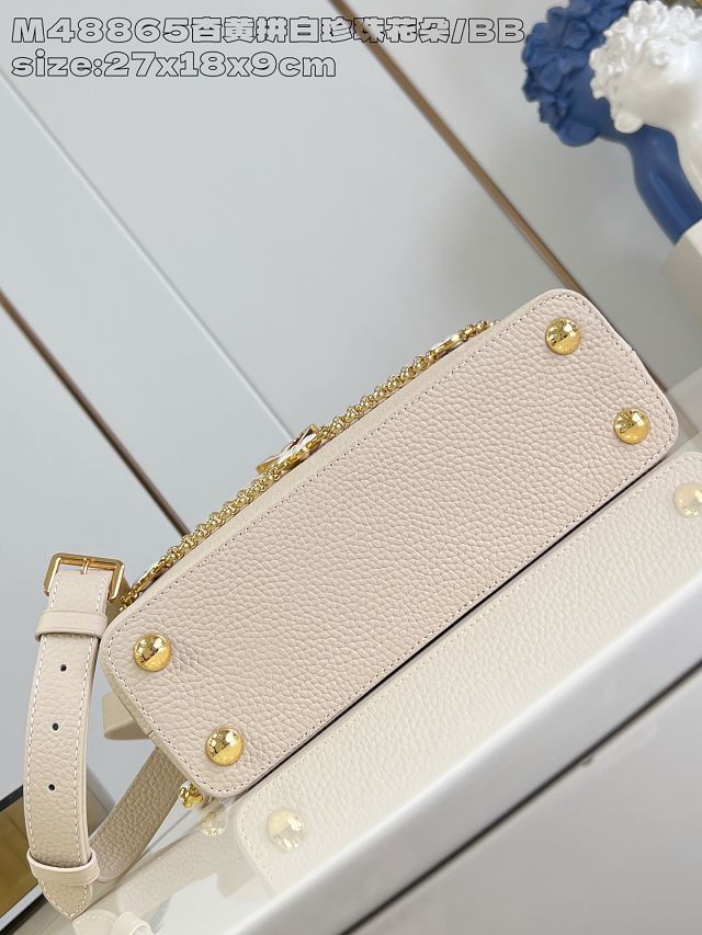 Louis vuitton original calfskin capucines BB handbag M25461 beige