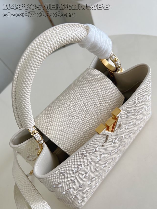 Louis vuitton original calfskin capucines BB handbag M25901 white
