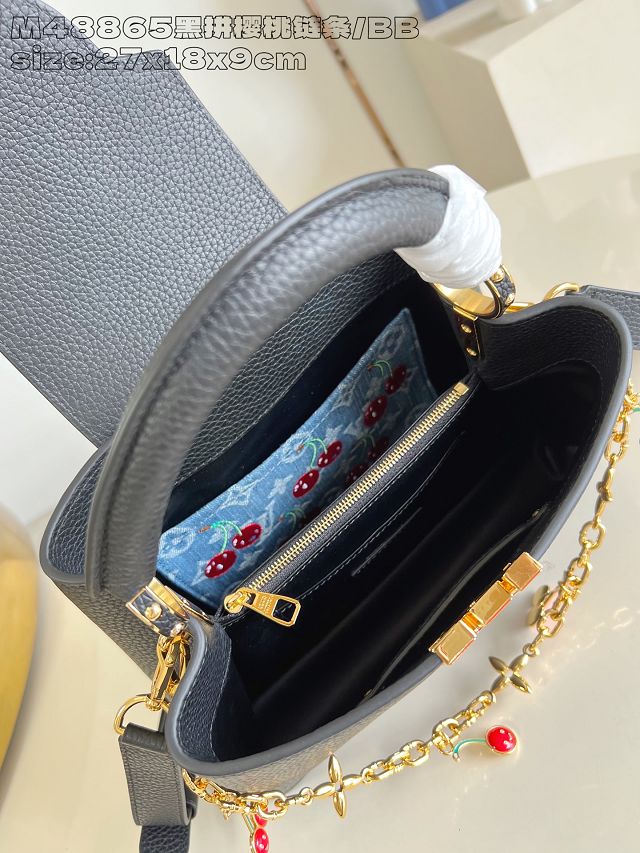 Louis vuitton original calfskin capucines BB handbag M25904 black