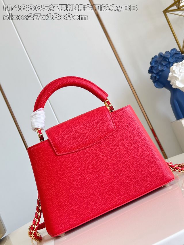 Louis vuitton original calfskin capucines BB handbag M25904 red