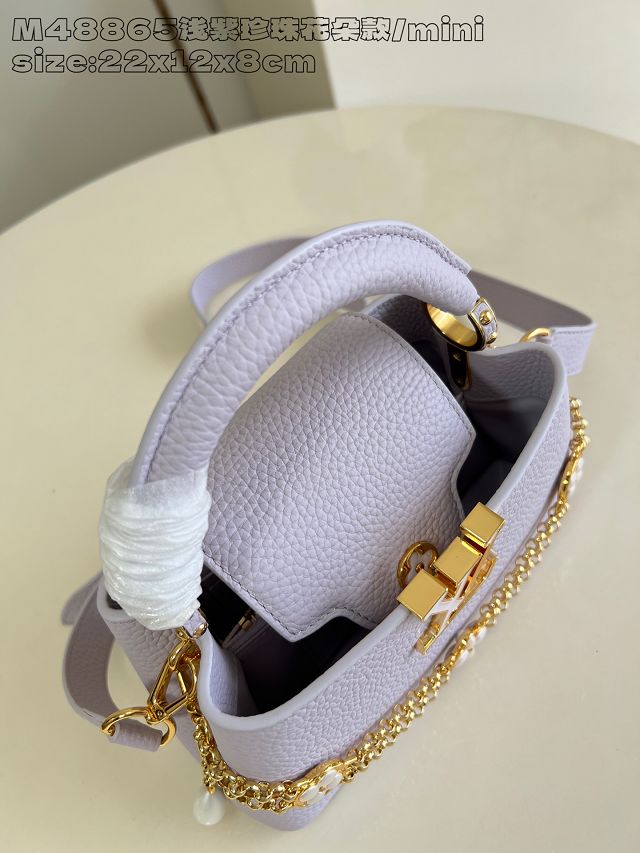 Louis vuitton original calfskin capucines east-west mini handbag M25476 purple