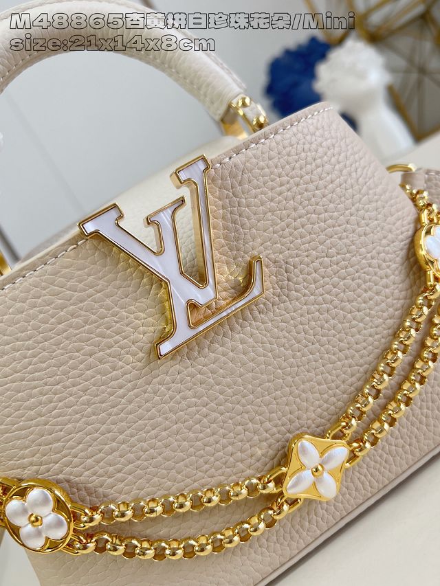 Louis vuitton original calfskin capucines mini handbag M15117 beige 