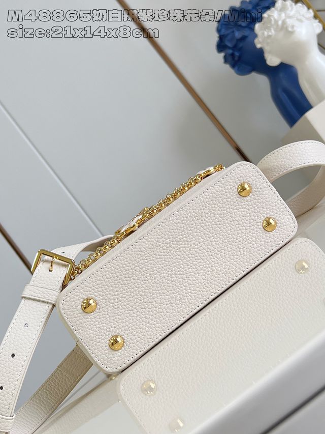 Louis vuitton original calfskin capucines mini handbag M15117 beige&purple 