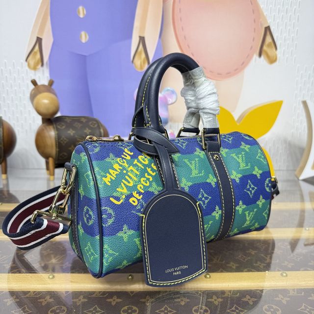 Louis vuitton original monogram canvas keepall 25 M25786 blue&green