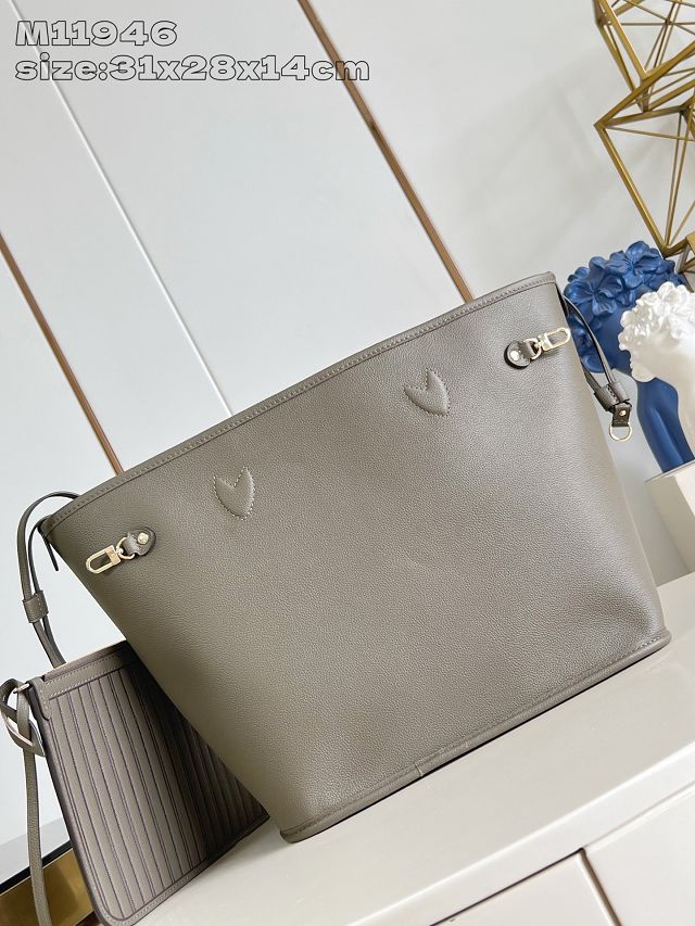 Louis vuitton original calfskin&canvas neverfull Inside out MM M25664 smoke