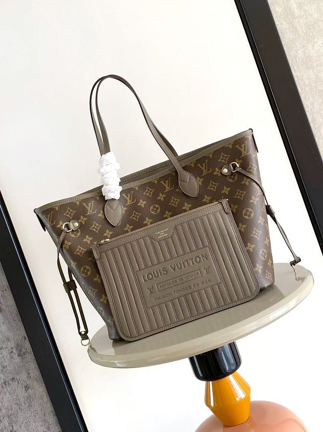 Louis vuitton original calfskin&canvas neverfull Inside out MM M25664 smoke