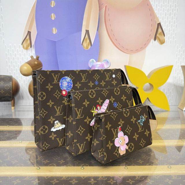 Louis vuitton original monogram canvas trio toilet pouch M15357