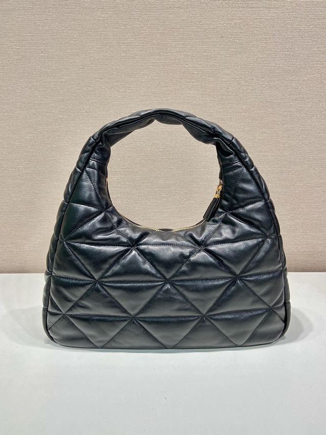 Prada original lambskin large hobo bag 1BC183 black