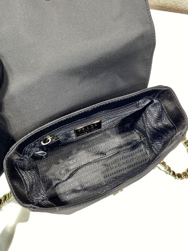 Prada original nylon mini chain shoulder bag 1BD648 black