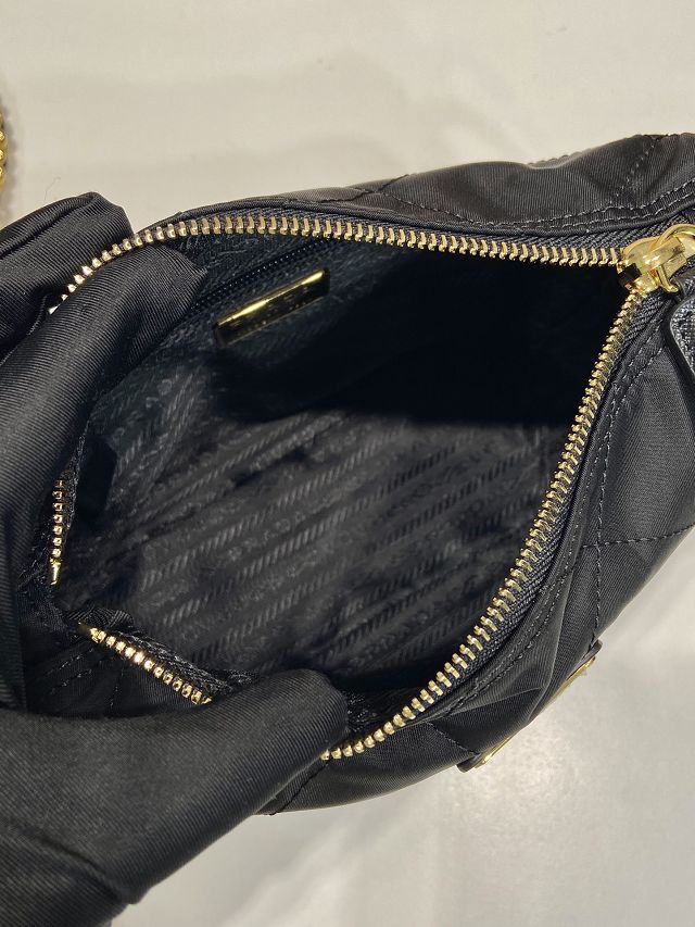 Prada original nylon small chain shoulder bag 1BD646 black