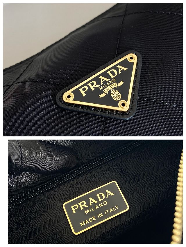 Prada original nylon small chain shoulder bag 1BD646 black