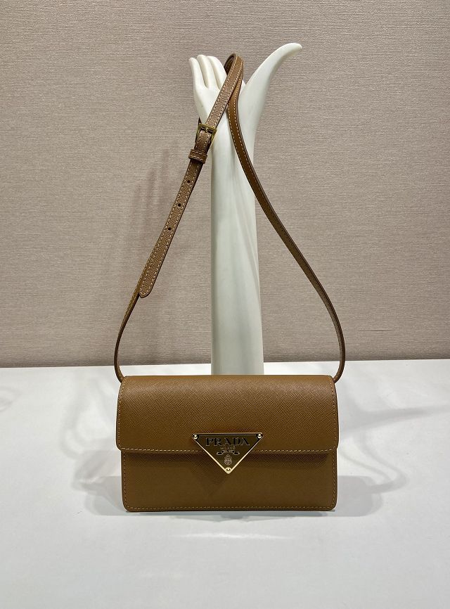 Prada original saffiano calfskin mini bag 1BD386 brown