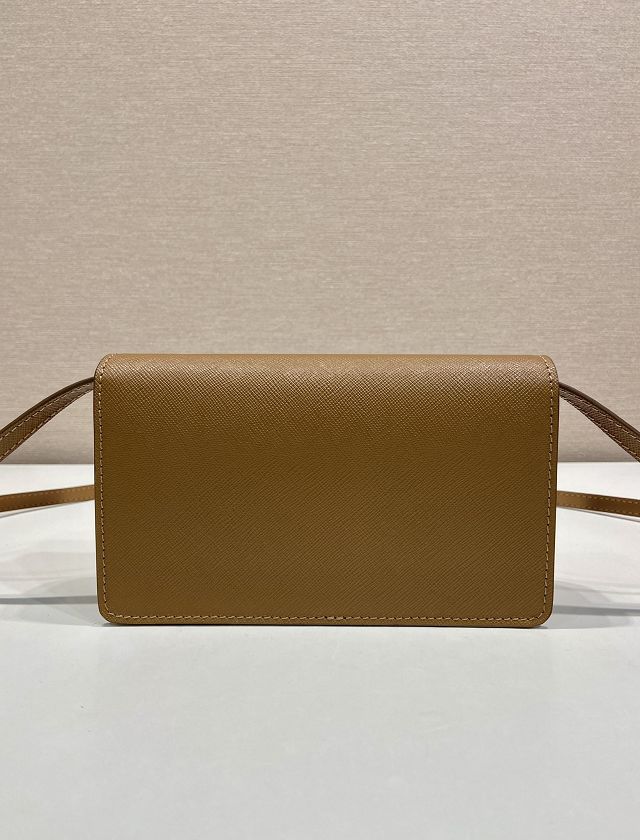 Prada original saffiano calfskin mini bag 1BD386 brown