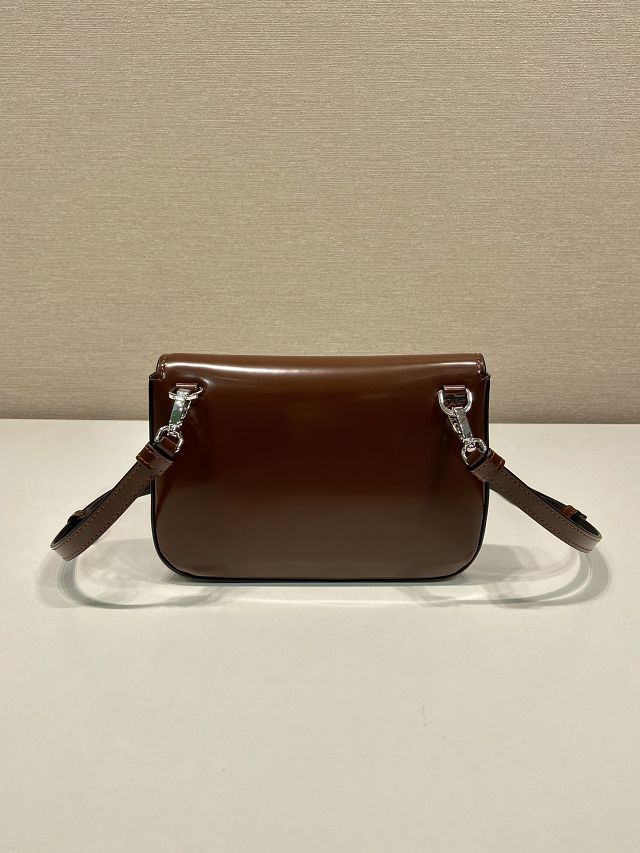 Prada original smooth calfskin small shoulder bag 2VD061 brown