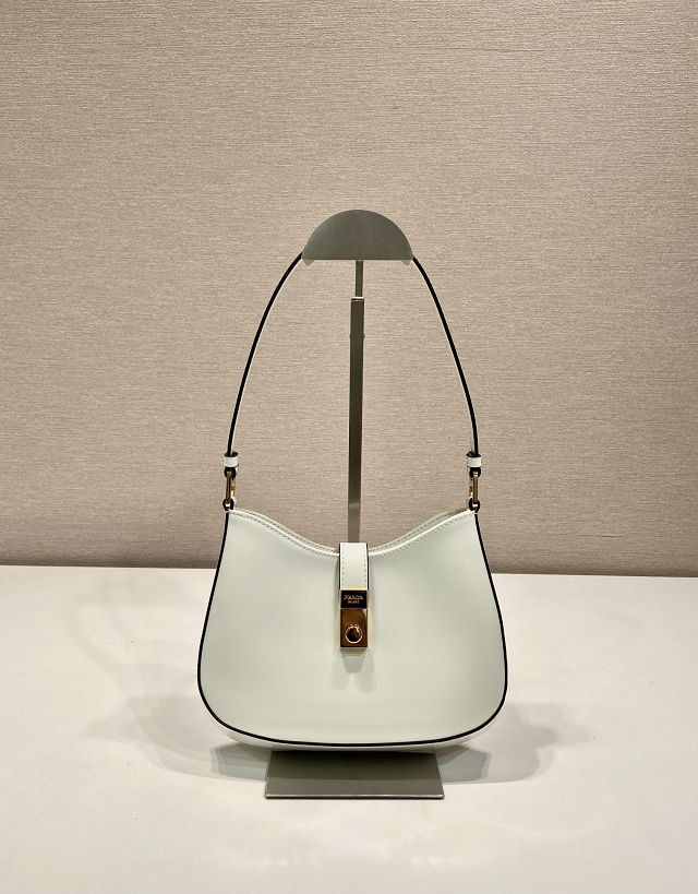 Prada original calfskin small cleo bag 1BC169A white