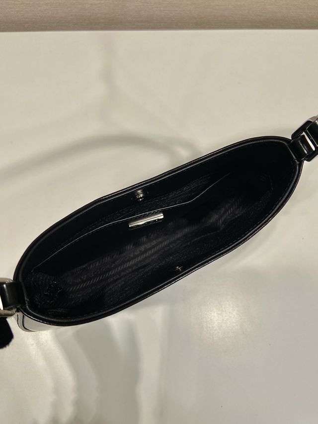 Prada original patent calfskin small cleo bag 1BC169 black