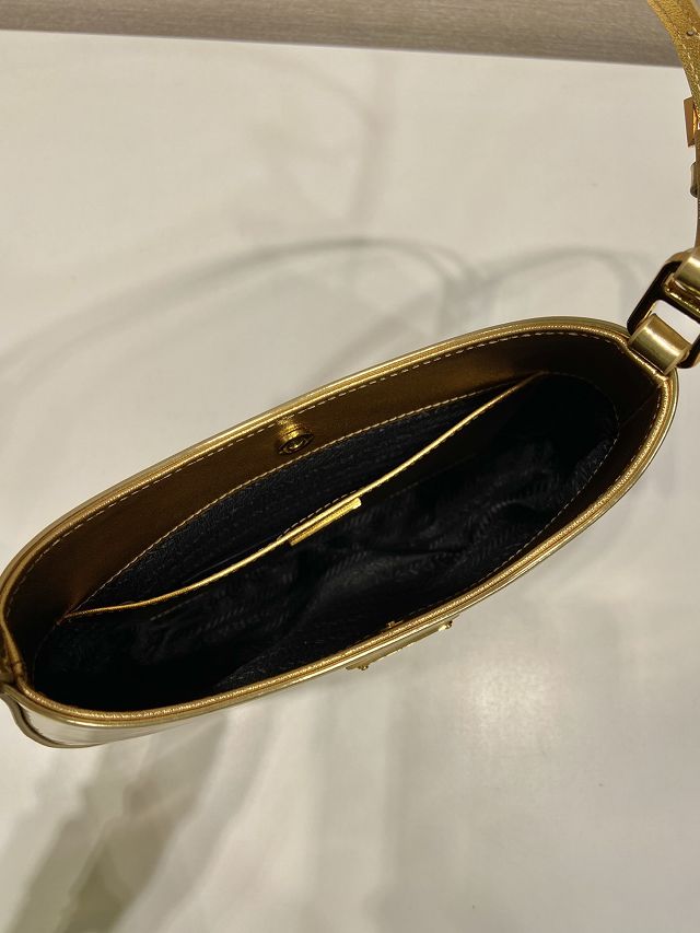 Prada original patent calfskin small cleo bag 1BC169 gold