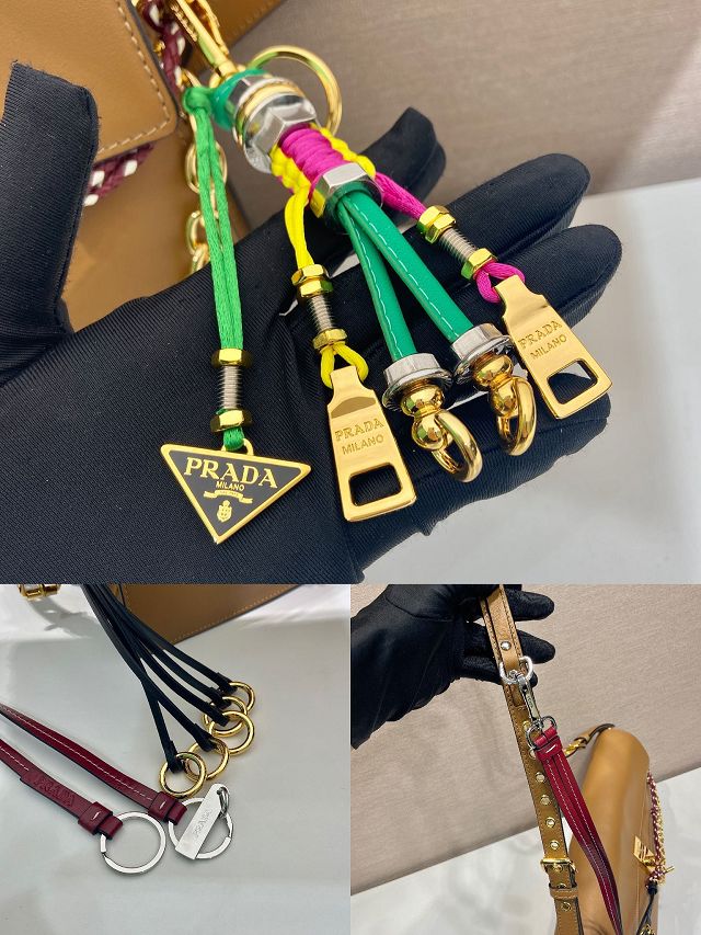 Prada original soft calfskin sound large shoulder bag 1BD379 brown