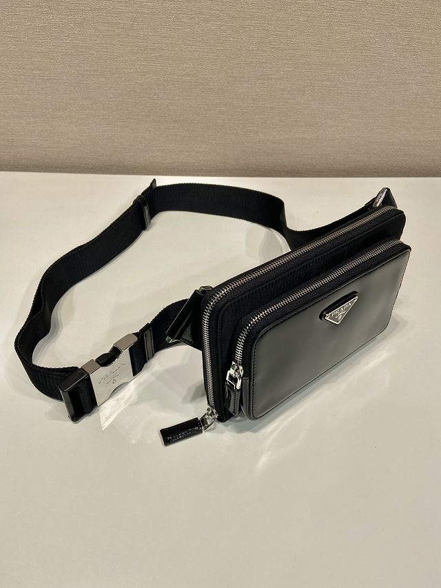 Prada original calfskin belt bag 2VH156 black