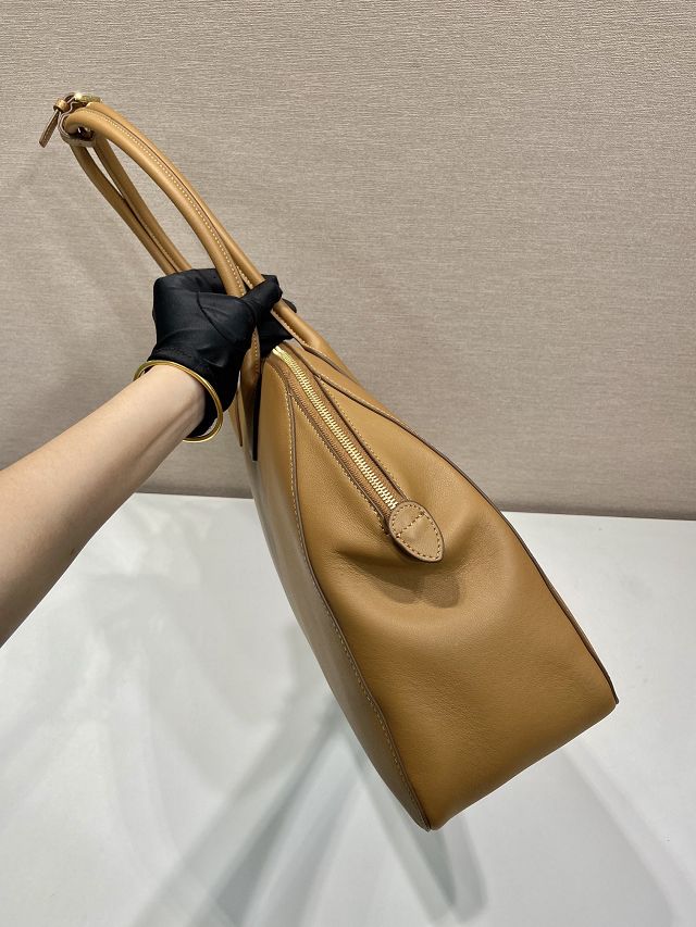 Prada original calfskin large tote bag 1BG506 brown