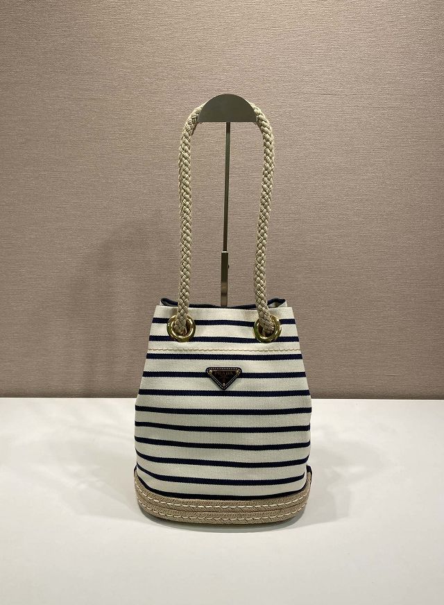 Prada original fabric mariner small bucket bag 1BE082 blue