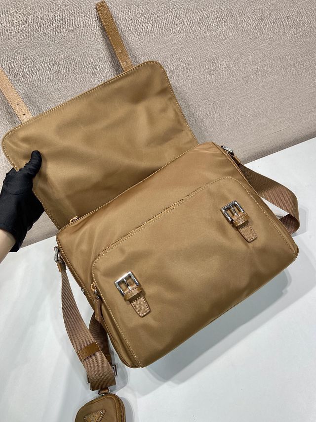 Prada original nylon shoulder bag 1BD953 brown
