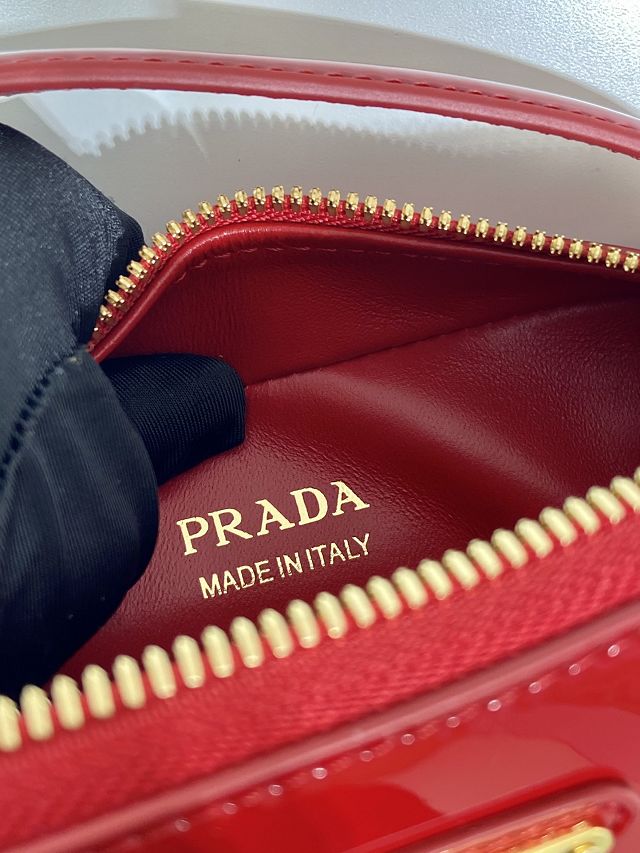 Prada original patent calfskin mini top handle bag 1BH206 red