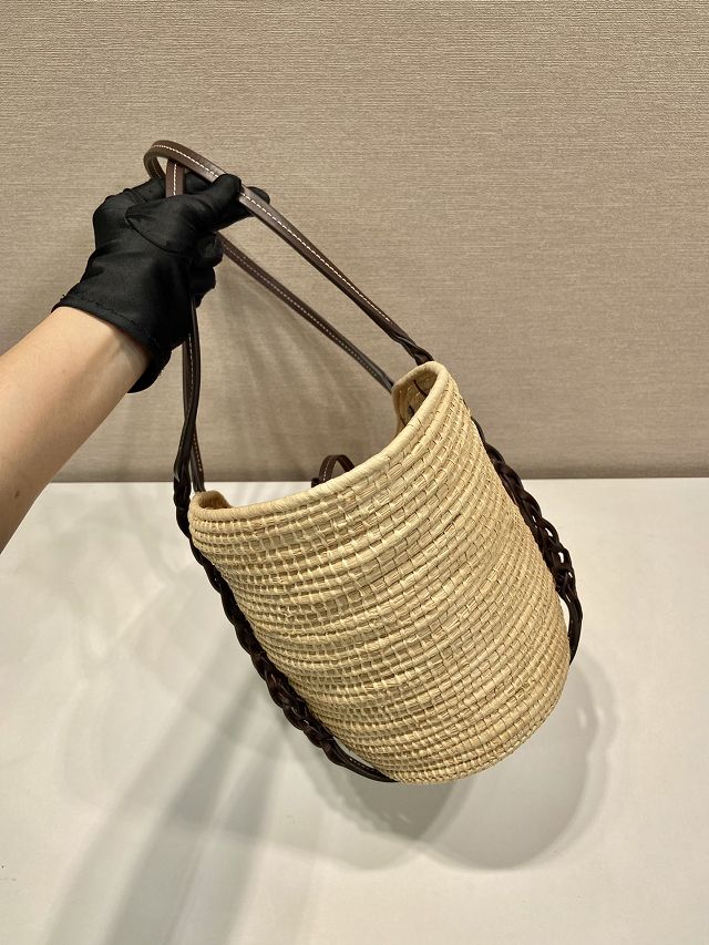 Prada original raffia basket bag 1BG312 beige
