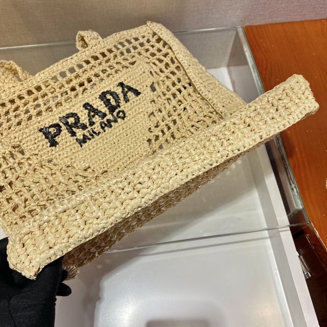 Prada original raffia crochet tote bag 1BG393