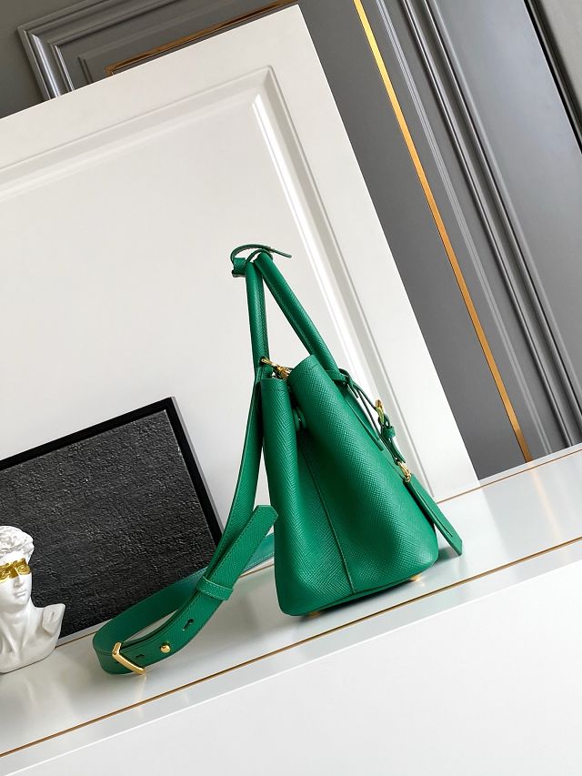 Prada original saffiano calfskin double small bag 1BG443 green