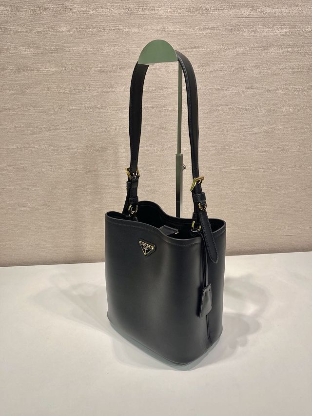 Prada original soft calfskin small bucket bag 1BE080 black