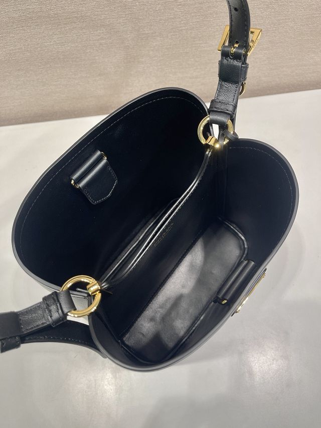 Prada original soft calfskin small bucket bag 1BE080 black