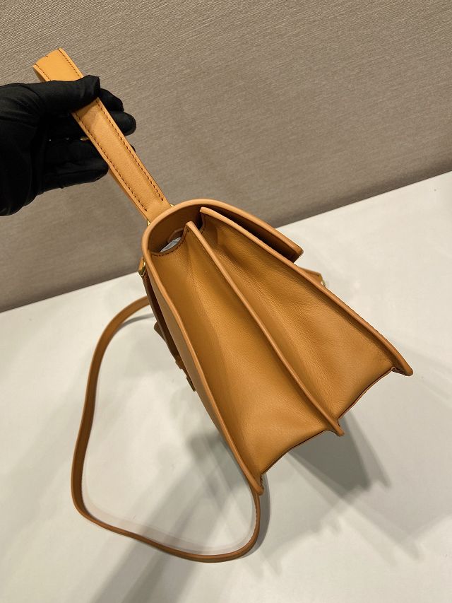 Prada original soft calfskin sound medium shoulder bag 1BN023 caramel
