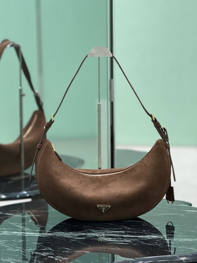 Prada original suede calfskin medium shoulder bag 1BC255 brown