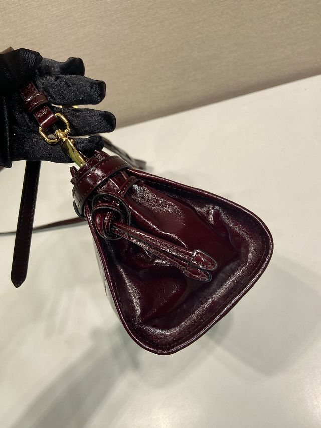 Prada original calfskin bonnie small shoulder bag 1BH215 burgundy