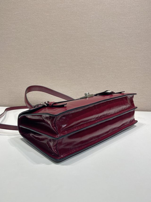 Prada original calfskin large handbag 1BN024 bordeaux