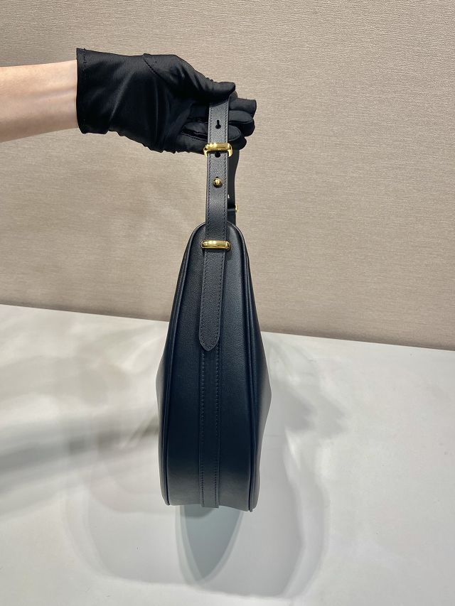 Prada original calfskin large hobo bag 1BC212 black