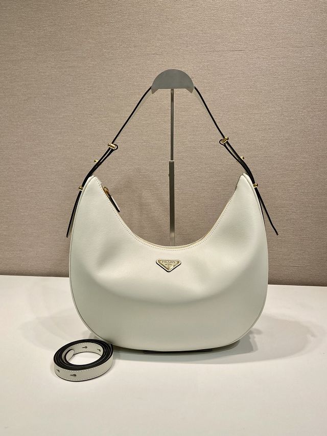 Prada original calfskin large hobo bag 1BC212 white