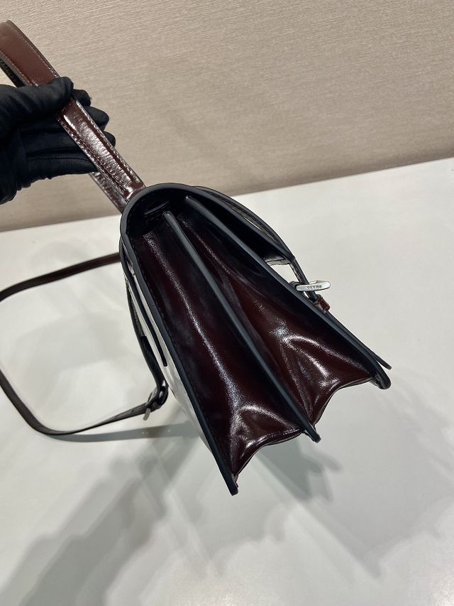 Prada original calfskin medium handbag 1BN026 dark brown