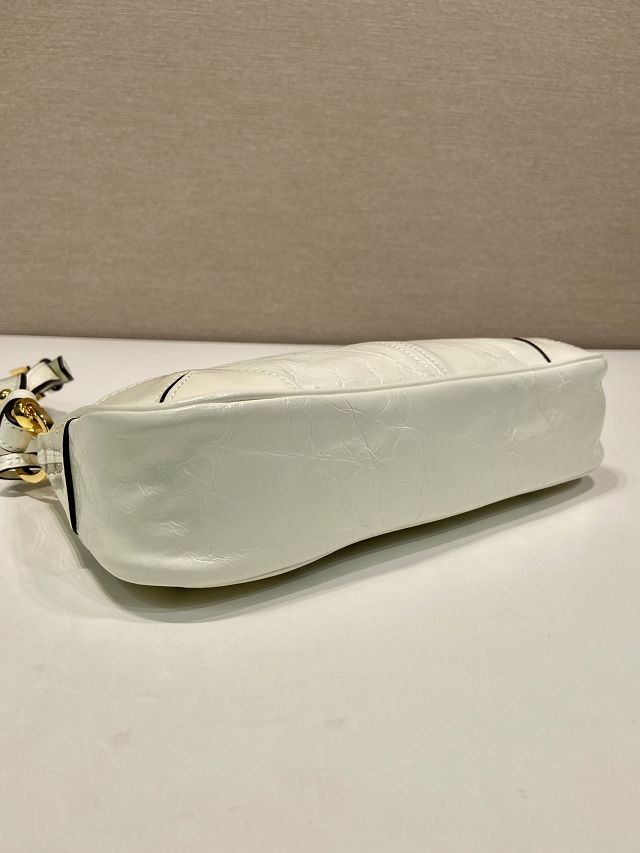 Prada original calfskin medium shoulder bag 1BC221 white