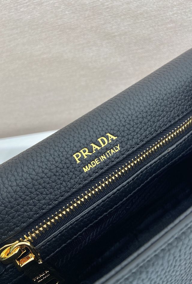 Prada original calfskin small shoulder bag 1BD314  black