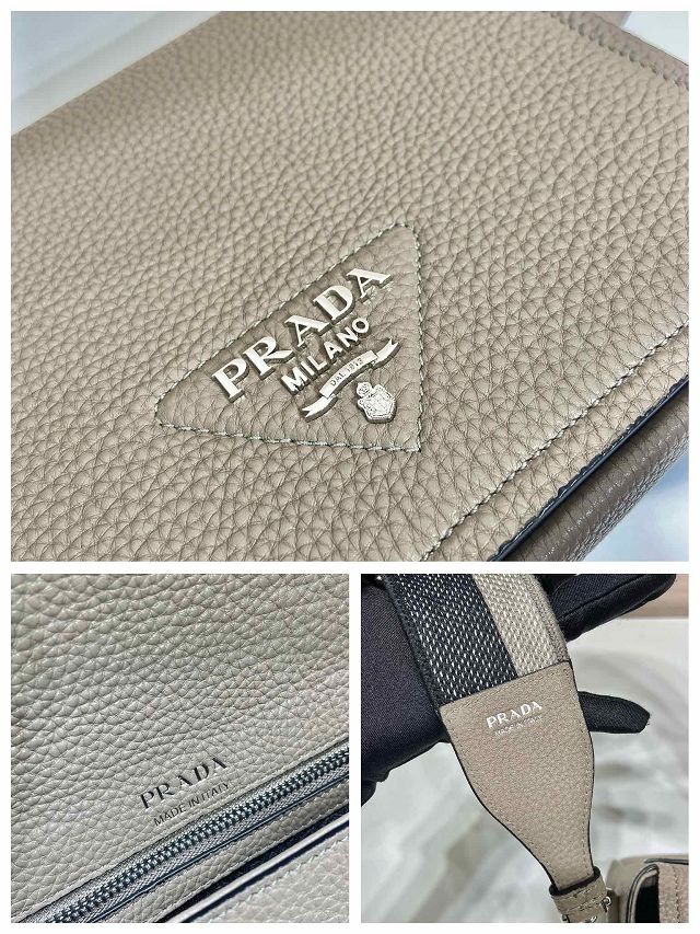 Prada original calfskin small shoulder bag 1BD314 grey