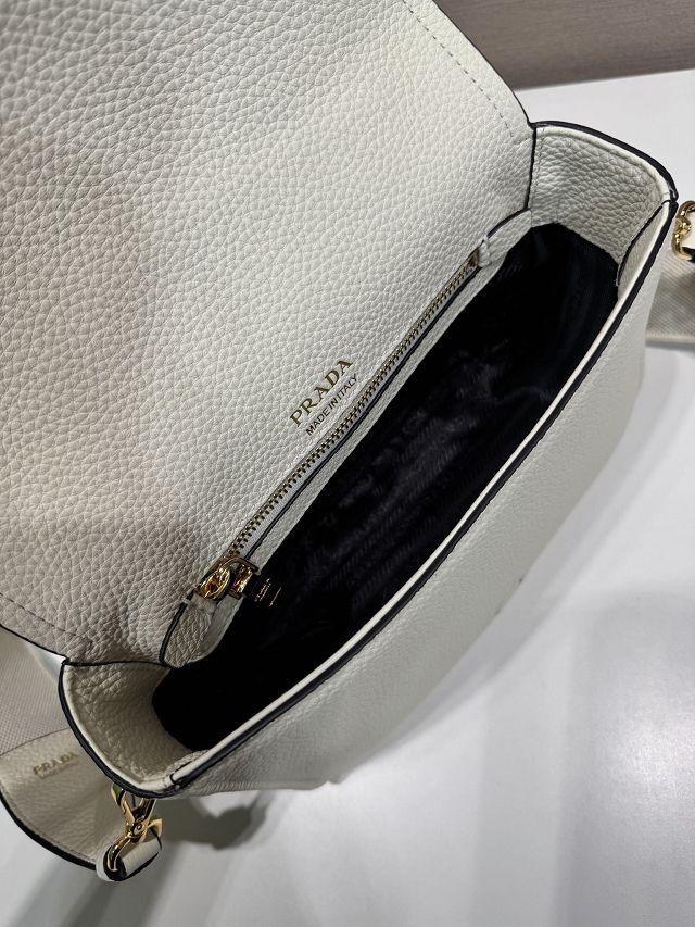 Prada original calfskin small shoulder bag 1BD314 white
